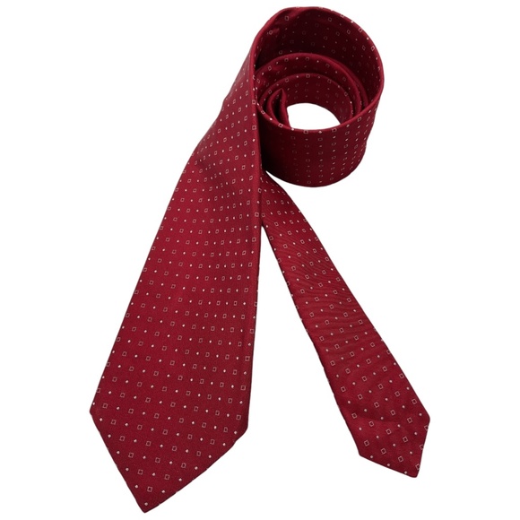 BARBA XL SEVENFOLD Red Geometric Silk LUXURY Tie HANDMADE ITALY - Picture 1 of 6